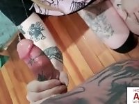 "BLONDE TATTOOED SLUT BABY SID PLAYS WITH HER PUSSY WHILE HER BF FUCKS HER ASS"